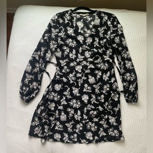 Loft floral black wrap dress